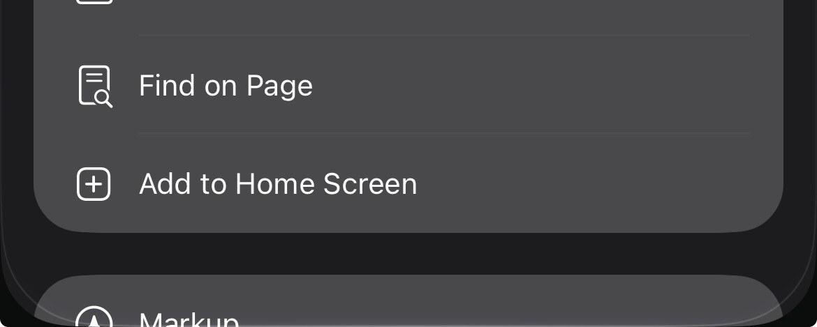 iOS share sheet showing the Add to Home Screen action