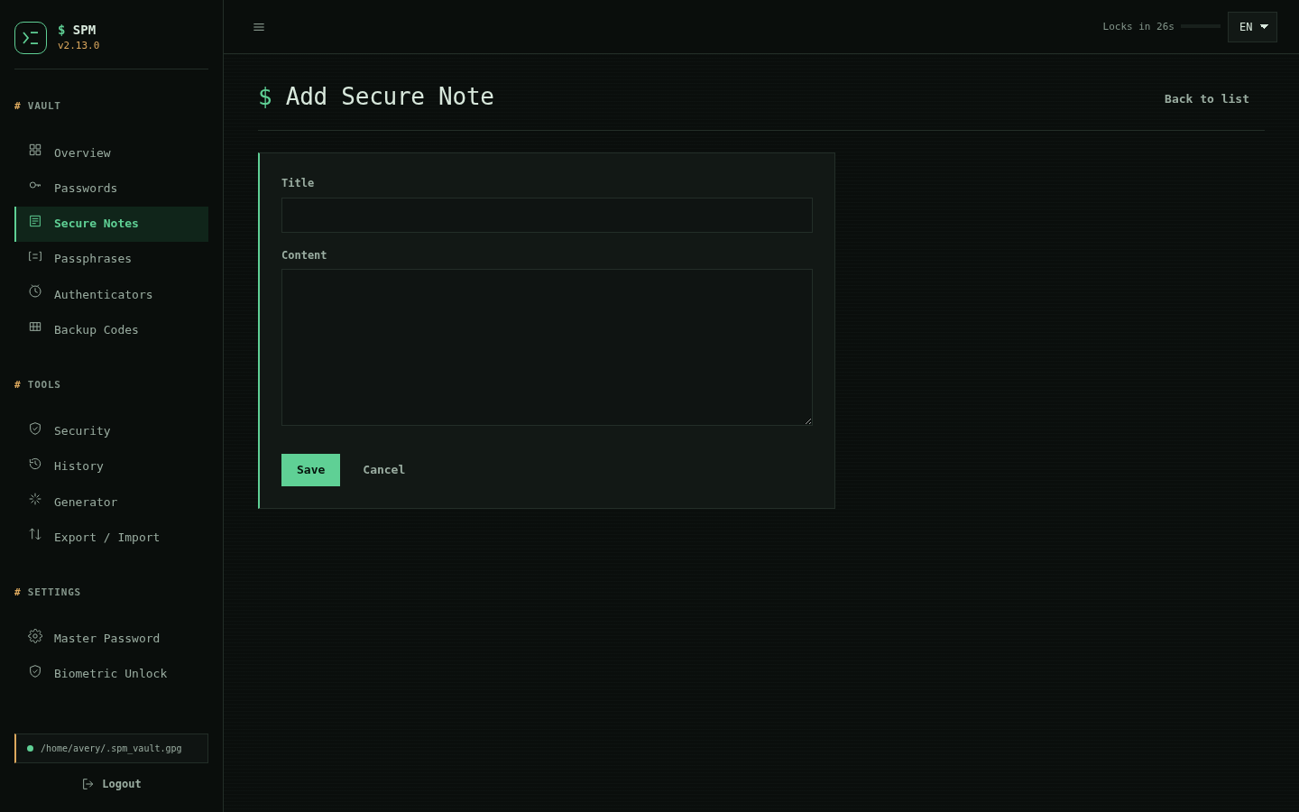 Add secure note