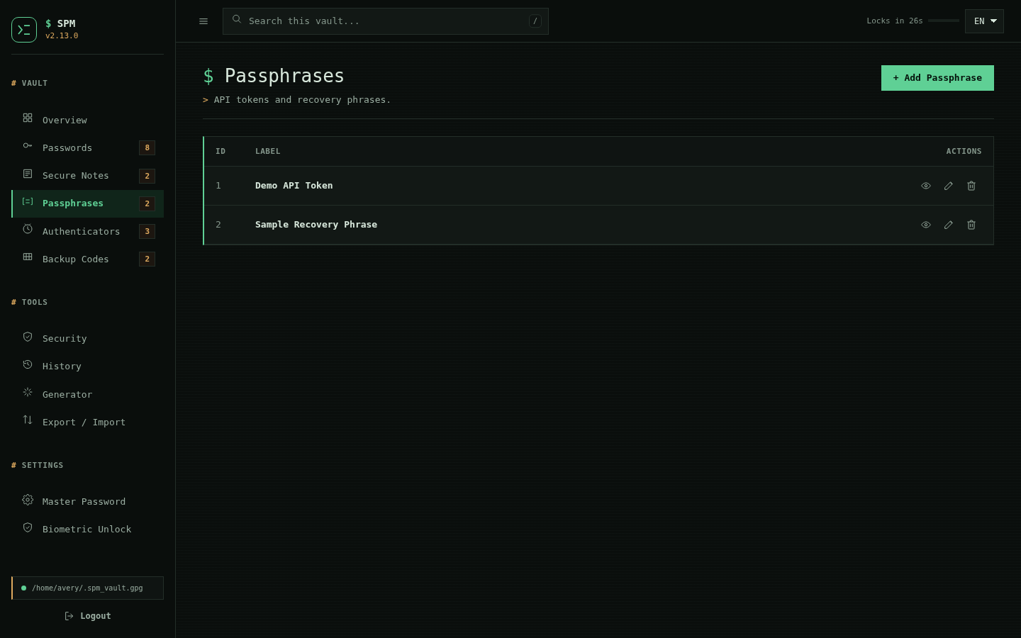 Passphrase list