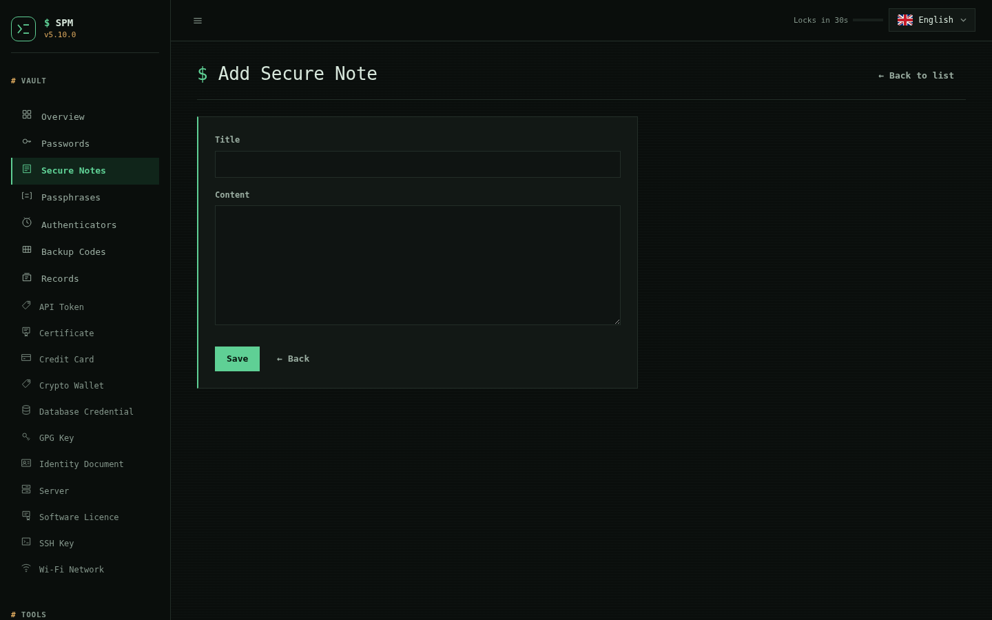 Add secure note
