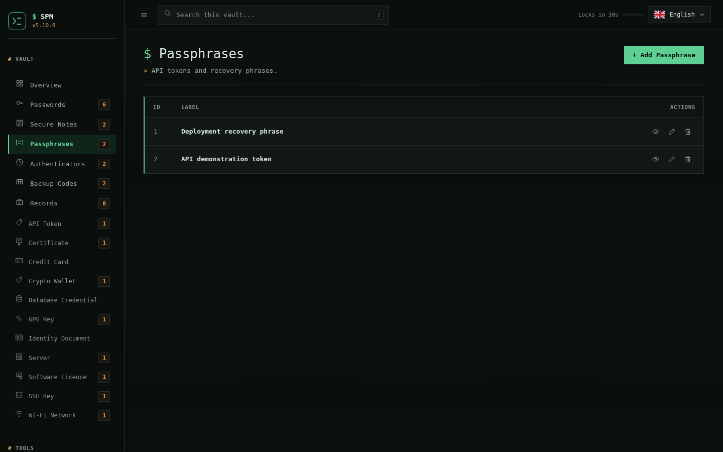 Passphrase list